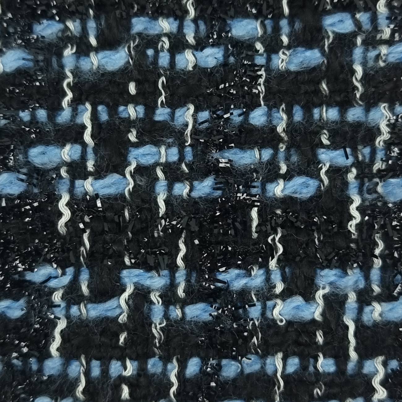 Tweed Metallic Polyester Woven Fabric - FAB 1491 - 4.Black Blue