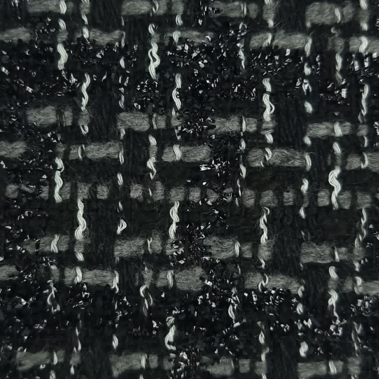 Tweed Metallic Polyester Woven Fabric - FAB 1491 - 5.Black Grey