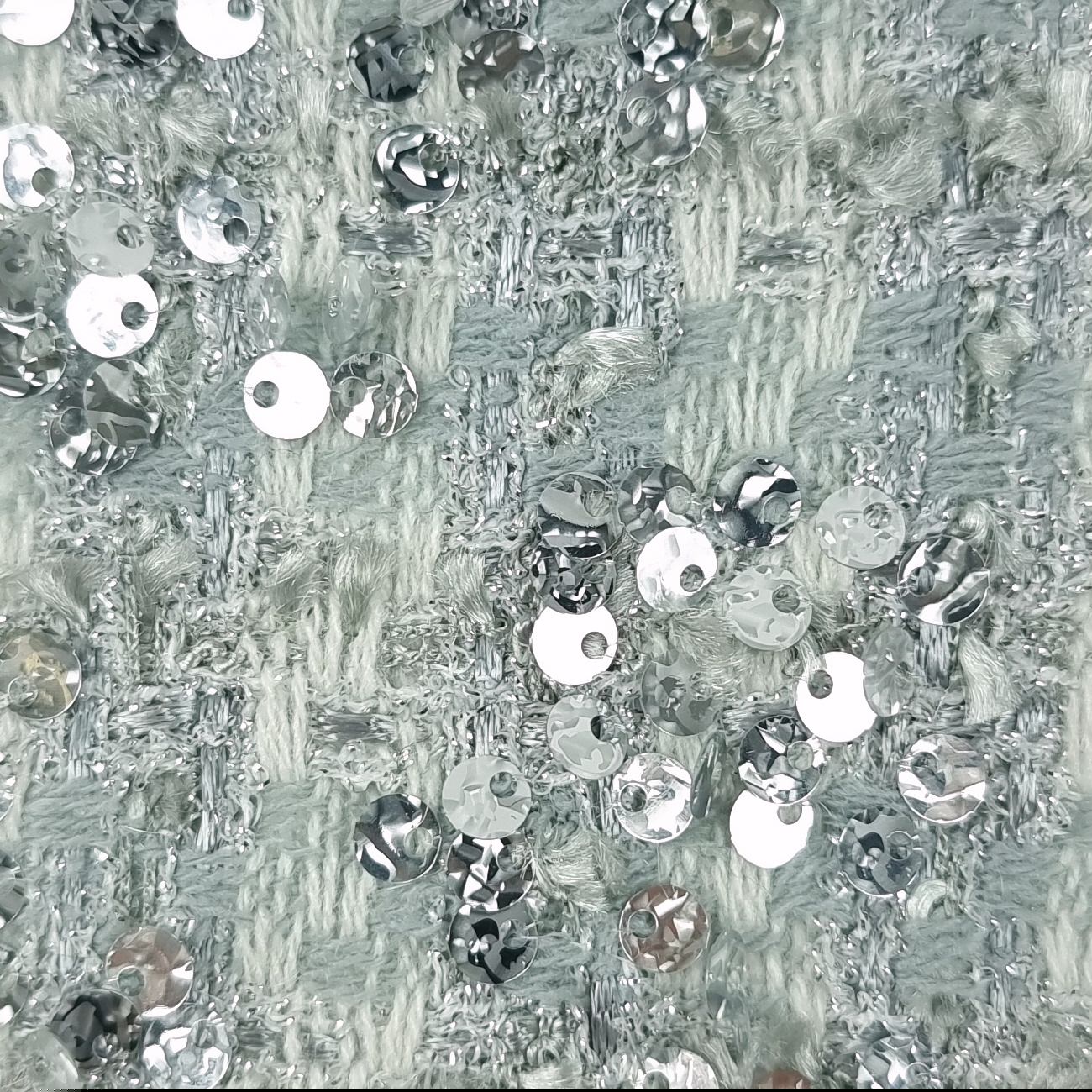 Sequins Polyester Acrylic Woven Fabric - FAB 1502 - 1.Silver