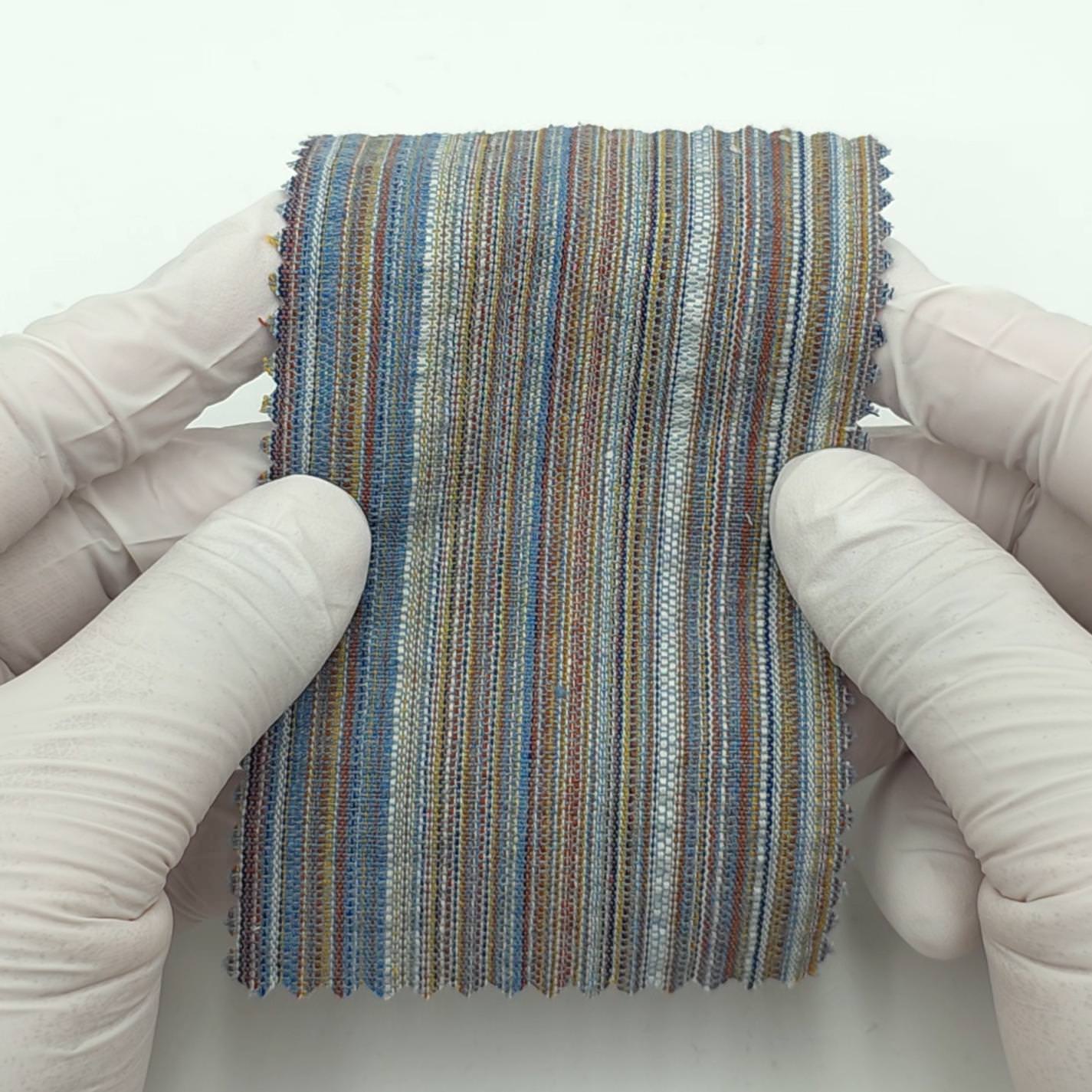 1.Denim Blue-2.Burnt Sienna-3.Sand Beige-4.Brick Red-5.Olive Green - Textured Stripe Cotton Woven Fabric - FAB 1825