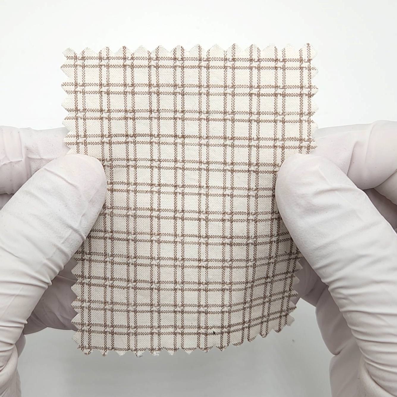 1.Light Beige Plaid-2.Red-Brown Plaid-3.Light Blue Plaid-4.Charcoal Plaid-5.Black Plaid - Monochrome Check YarnDyed Cotton Woven Fabric - FAB 1800