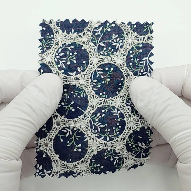 Print Leaf Embroidery Cotton Woven Fabric - FAB1821 - Main Image