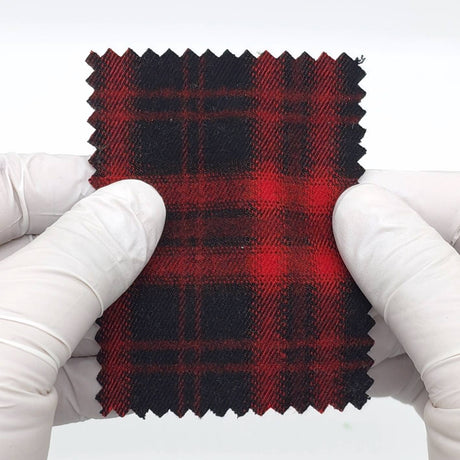 1: Dark Red-2: Navy Blue-3: Charcoal Gray-4: Dark Purple-5: Olive Green - Heavyweight Brushed Tartan Plaid Poly Rayon Span Twill Woven Fabric - FAB 1923