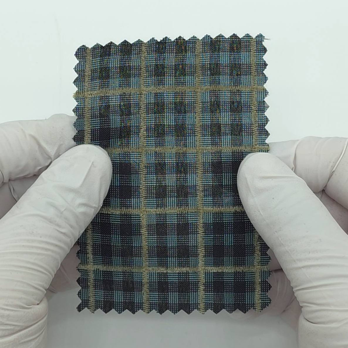 Textured Lightweight Embroidered Plaid Poly Cotton Shirting Woven Fabric - FAB 1935 - Main