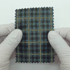 1: Dark Charcoal-2: Peach-3: Mustard Yellow-4: Golden Brown-5: Tan - Textured Lightweight Embroidered Plaid Poly Cotton Shirting Woven Fabric - FAB 1935