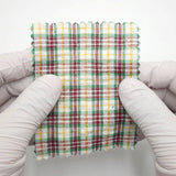 Multi Color Check YarnDyed Polyester Cotton Woven Fabric - FAB1788 - 1.Red-2.Green-3.Red-4.Purple-5.Grey-6.Purple-7.Orange 