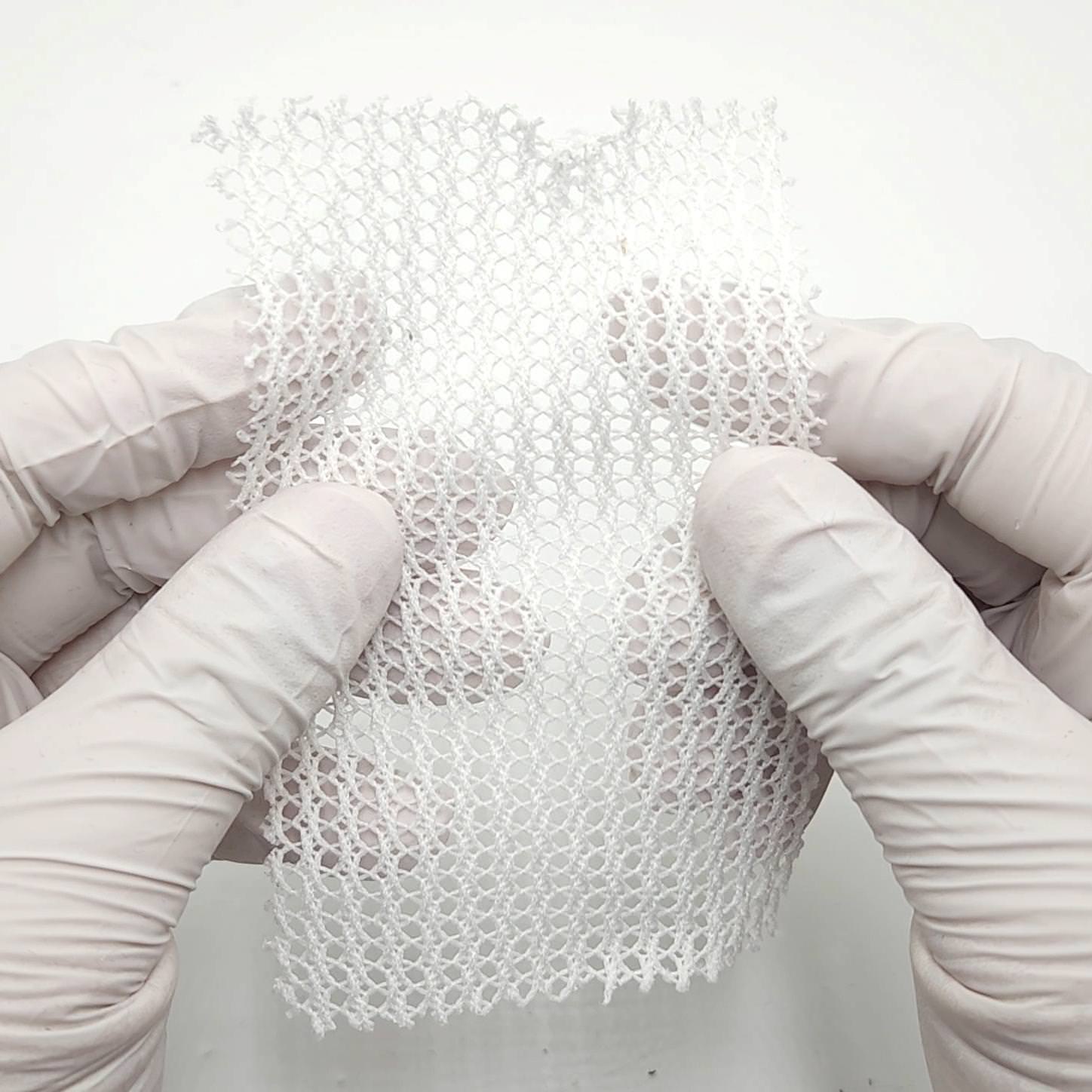 1.White-2.Ivory-3.Mint Green-4.Navy-5.Black - Stripe Mesh Polyester Knit Fabric - FAB 1801