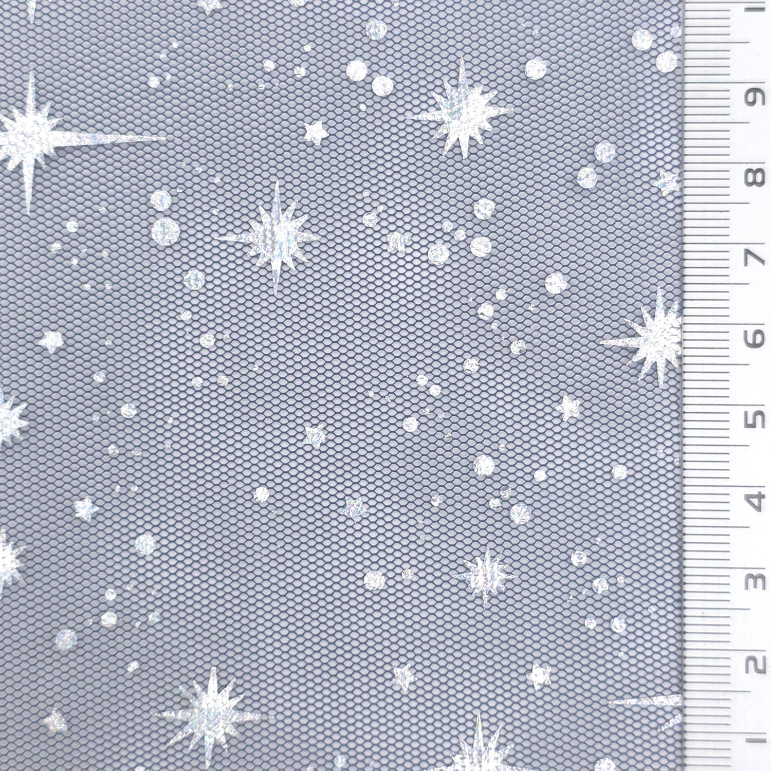 Star Foil Poly Knit Fabric - FAB1949 - Navy