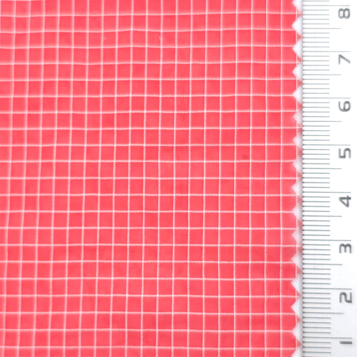 Bright Red - Windowpane Plain Nylon Woven Fabric - FAB1869