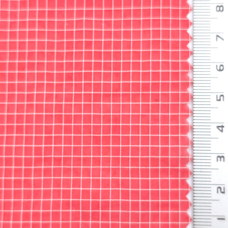 Bright Red - Windowpane Plain Nylon Woven Fabric - FAB1869
