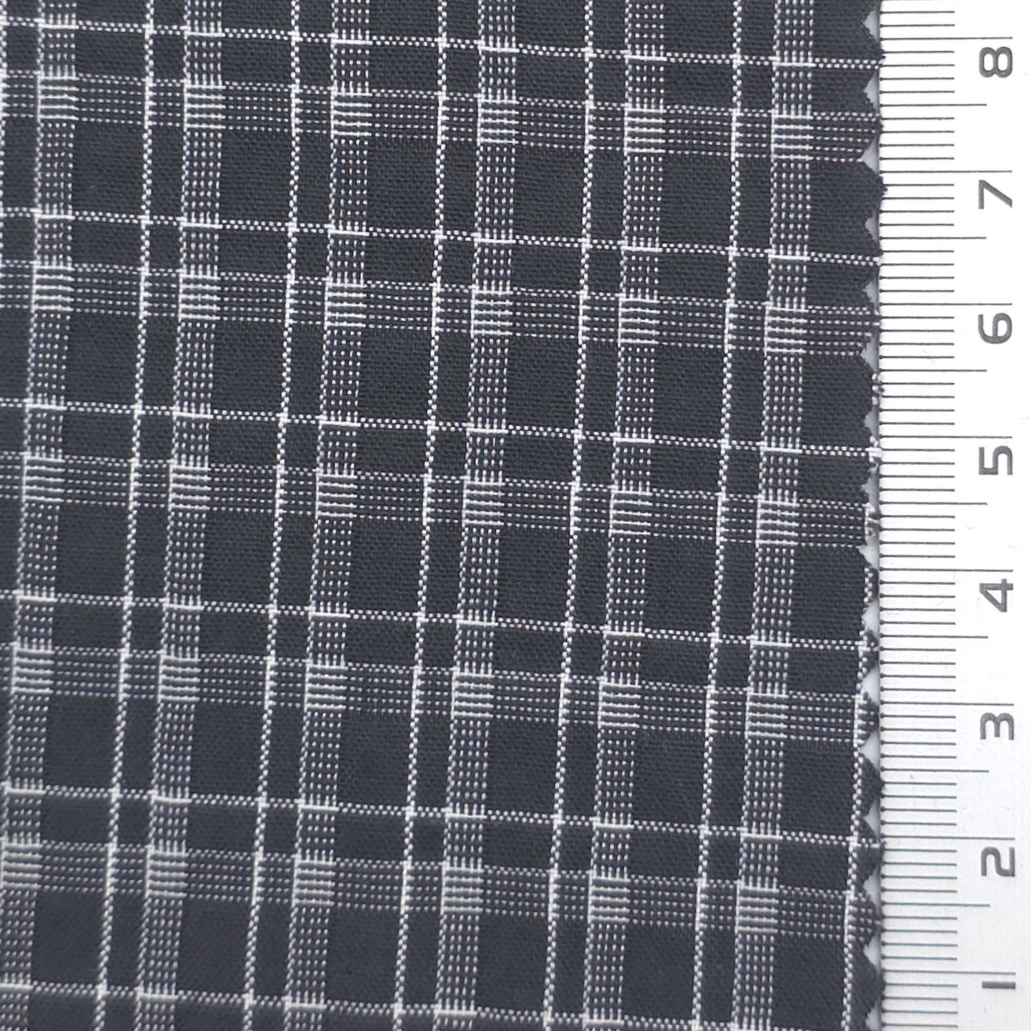 Tattersall Check Polyester Cotton Woven Fabric - FAB1969 - Black