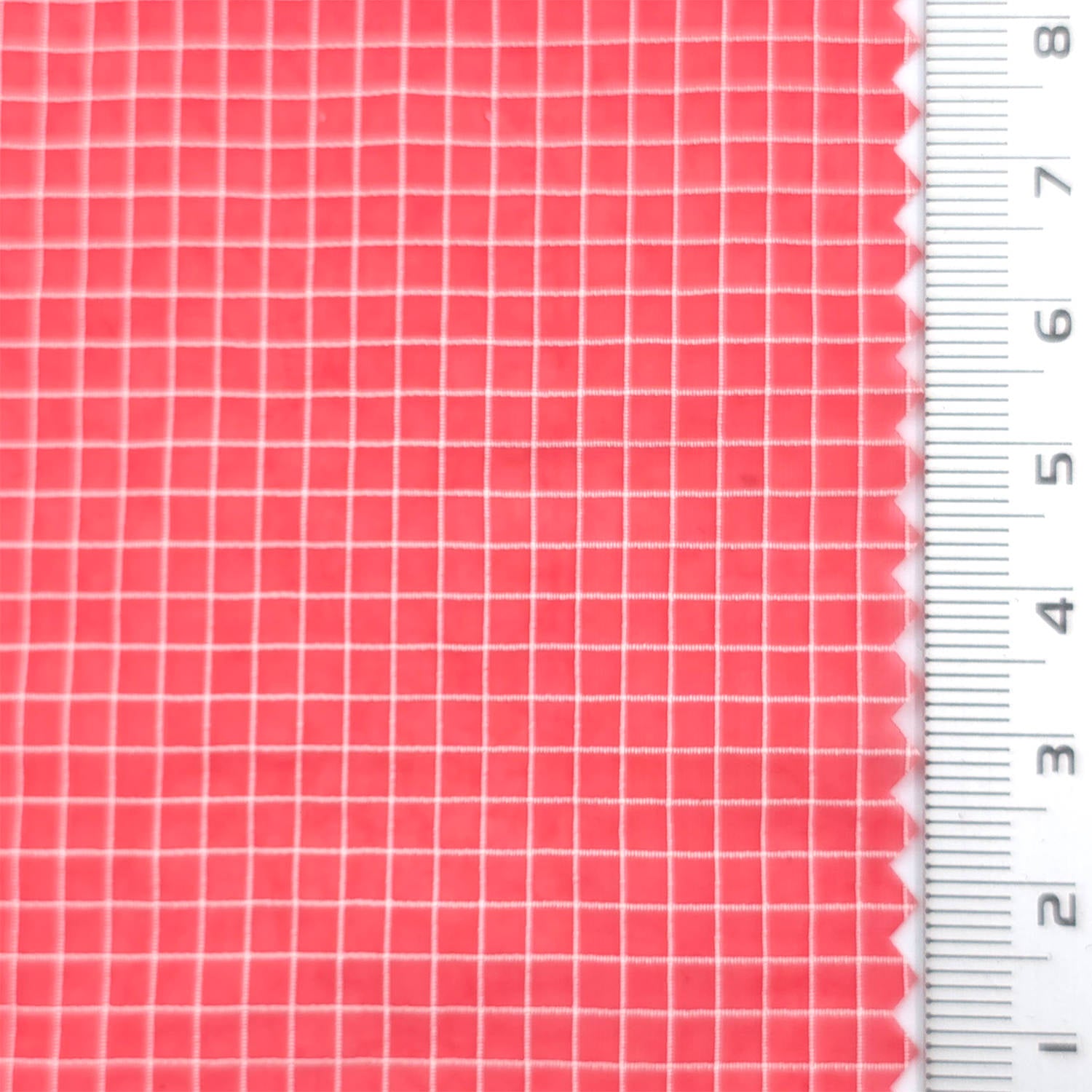 Bright Red - Windowpane Plain Nylon Woven Fabric - FAB1869