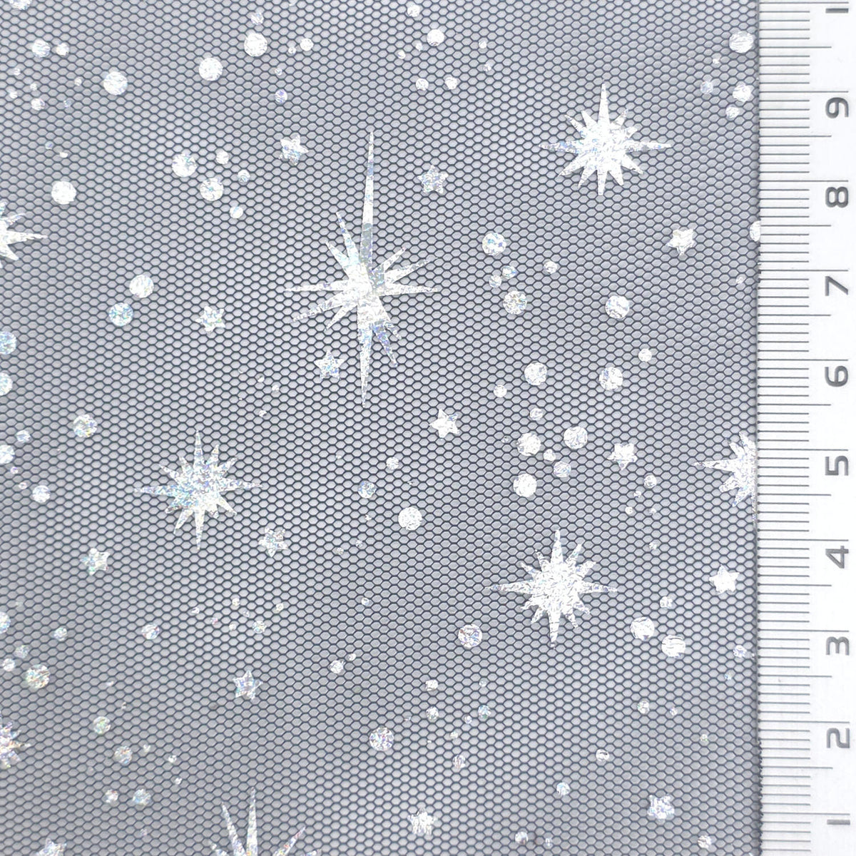 Star Foil Poly Knit Fabric - FAB1949 - Black
