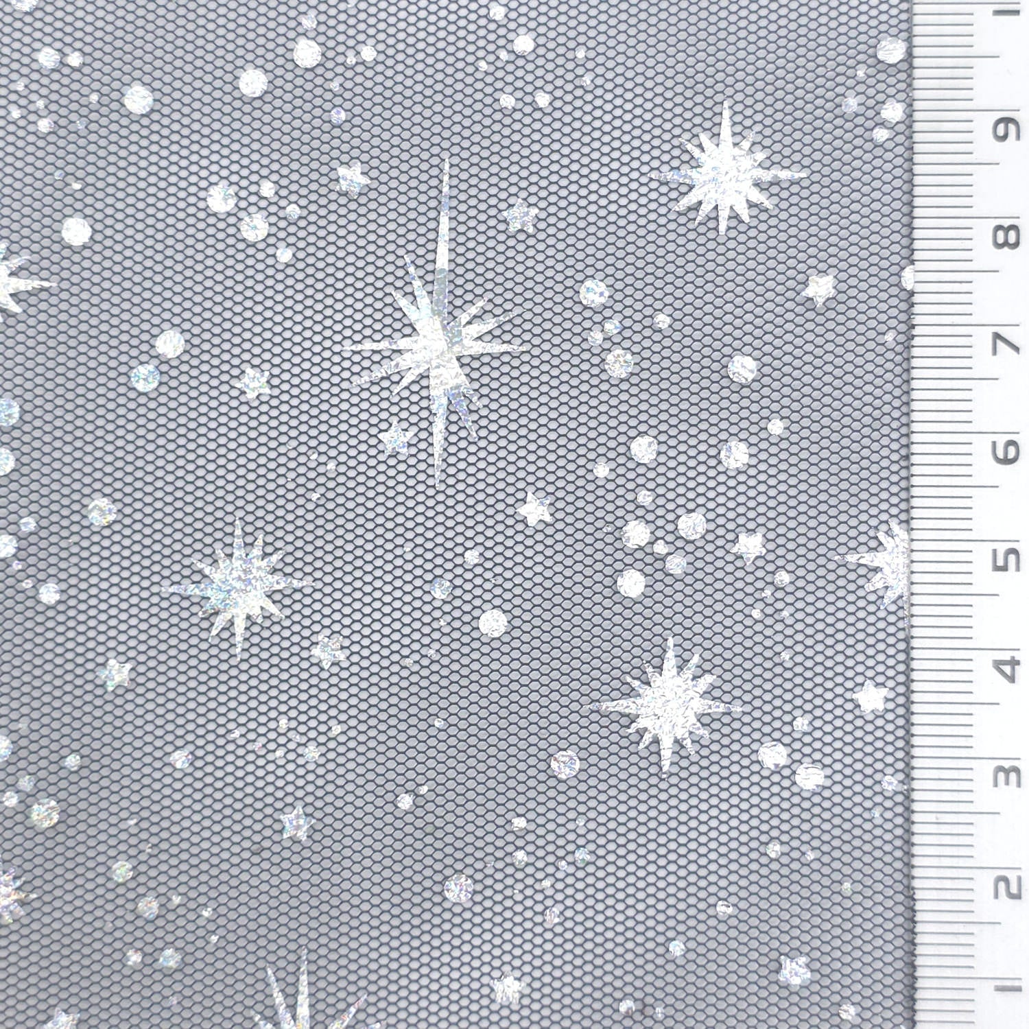 Star Foil Poly Knit Fabric - FAB1949 - Black