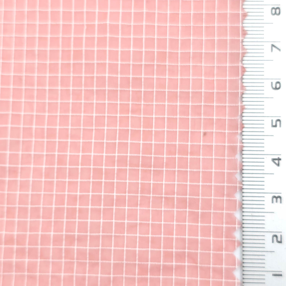 Coral Red - Windowpane Plain Nylon Woven Fabric - FAB1869