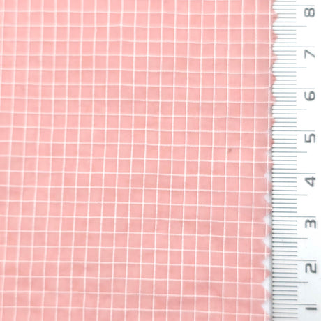 Coral Red - Windowpane Plain Nylon Woven Fabric - FAB1869
