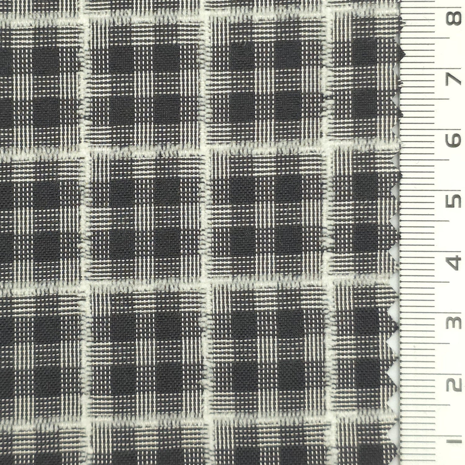Black - Textured Lightweight Embroidered Plaid Poly Cotton Shirting Woven Fabric - FAB 1935