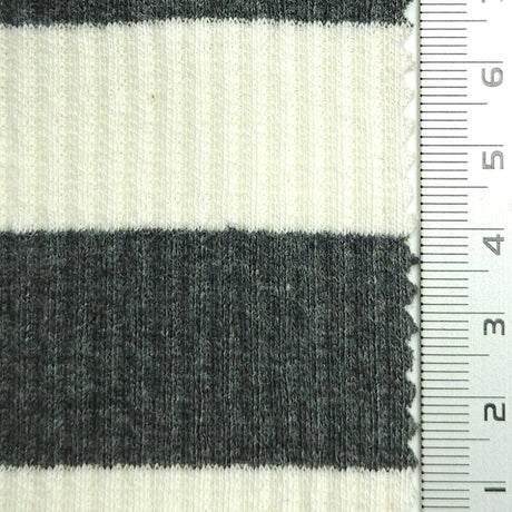 1 Inch Stripe Rib Cotton Spandex Knit Fabric - FAB1608 - 1.White/Black-2.White/Navy-3.White/Red-4.White/Blue-5.White/Blue-6.White/Pink-7.White/Grey-8.White/Green-9.White/Beige-10.White/Royal 