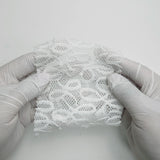 Solid Coversational Lace Nylon Spandex Knit Fabric | FAB1575 | 1.White, 2.Frost, 3.Dust Storm, 4.Promenade, 5.Lucky Point, 6.Black by Fabricis.com #