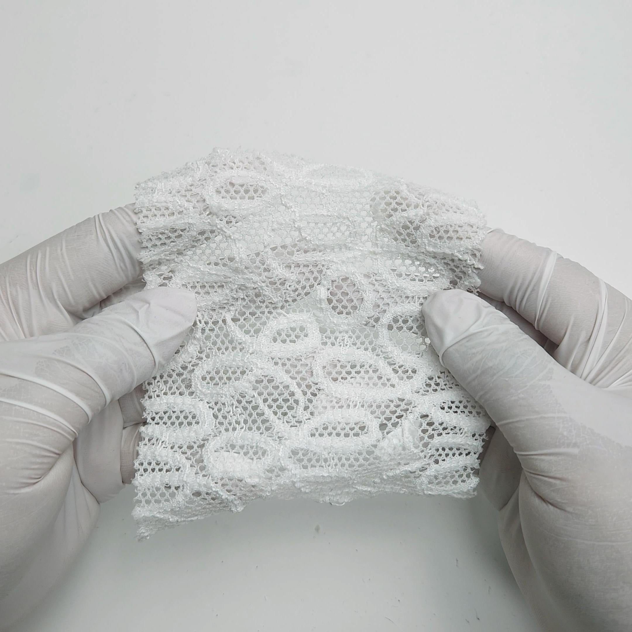 Solid Coversational Lace Nylon Spandex Knit Fabric - FAB 1575 -