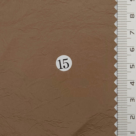 Coated Solid Crease Rayon Polyurethane Woven Fabric - FAB1770 - 1.Silver-2.Ivory-3.Light beige-4.Light taupe-5.Medium beige-6.Light brown/sand-7.Light sage green-8.Golden brown/khaki-9.Grey-brown-10.Olive grey 