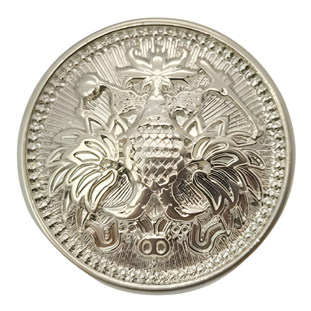 Nickel / 15mm-Nickel / 18mm-Nickel / 21mm-Nickel / 23mm-Nickel / 25mm - Versatile Nickel Shank Button, 15~25mm, Palm Tree Design, Semi - Gloss, Multiple Sizes - FBTN268