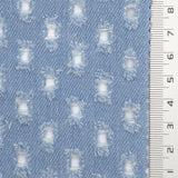 Light Blue Punched Distressed Denim Cotton Woven Fabric - FAB1835