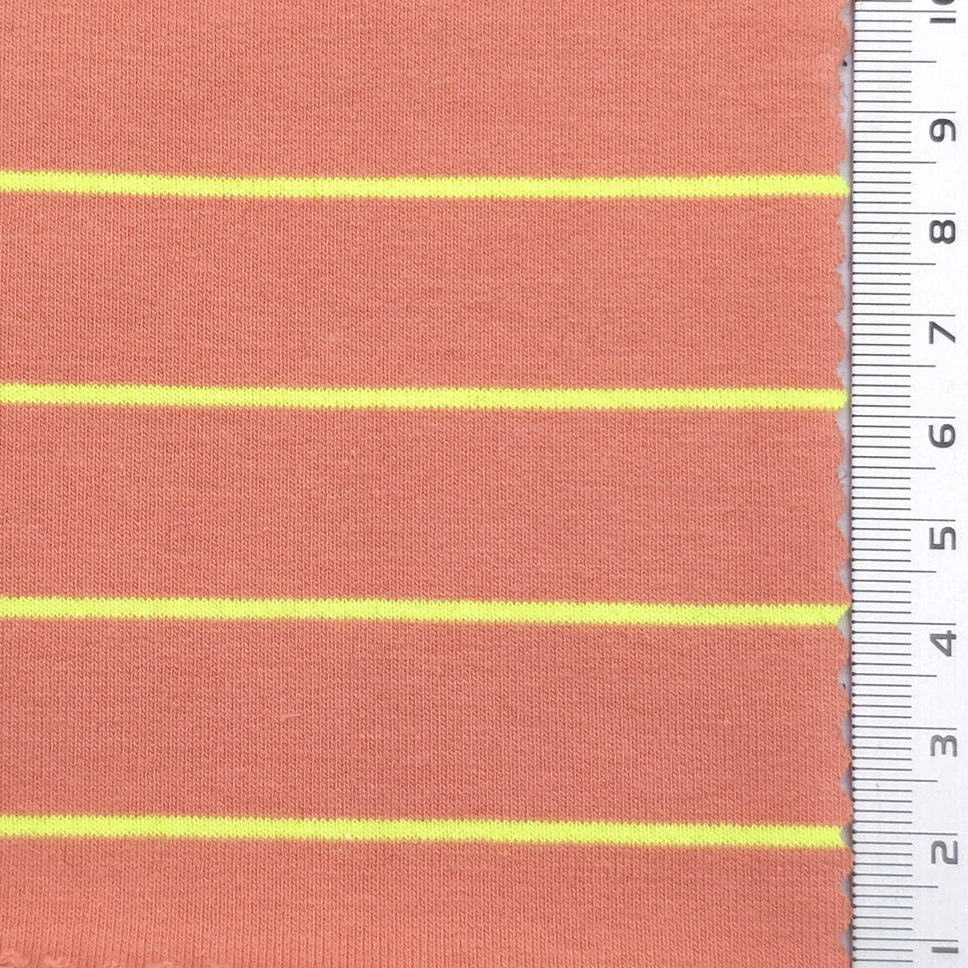 1: Rust-2: Golden Yellow-3: Pale Beige-4: Gray-Swatch - 2cm Textured Striped Cotton Spandex French Terry Knit Fabric - FAB 1919