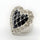 Enamel Heart Rhinestone Button, 21mm, Black & Clear, Pave Setting - FBTN253 - Silver/Black / 21mm 