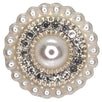 Elegant Crystal & Pearl Button, 18mm, Silver Setting, Flower Design, Fashion Accent - FBTN228 - Silver / 18mm 