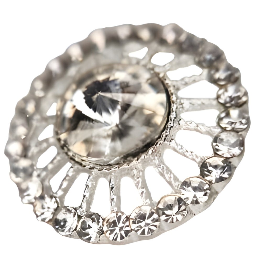 Silver / 18mm-Silver / 23mm - Statement Crystal Button, 18~23mm, Open Flower Design, Sparkling Rhinestones - FBTN251