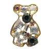 Whimsical Small Bear Rhinestone Button, 23mm, Gold, Assorted Crystals, DIY & Craft Supply - FBTN233 - Gold / 23mm 