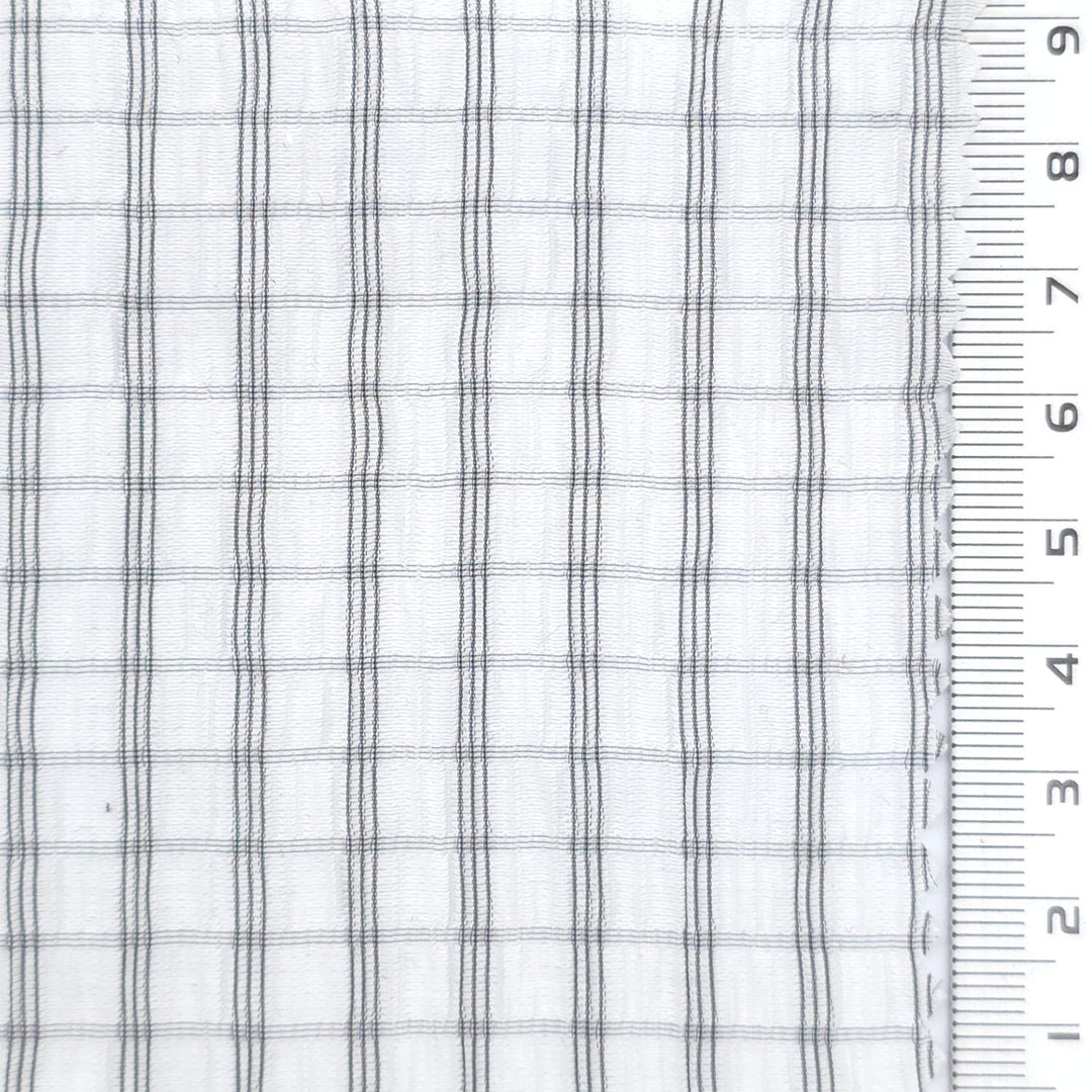1: White-2: Cream-3: Light Blue-4: Pink-5: Blue - Very Lightweight Crinkle Windowpane Tencel Nylon Woven Fabric - FAB 1926