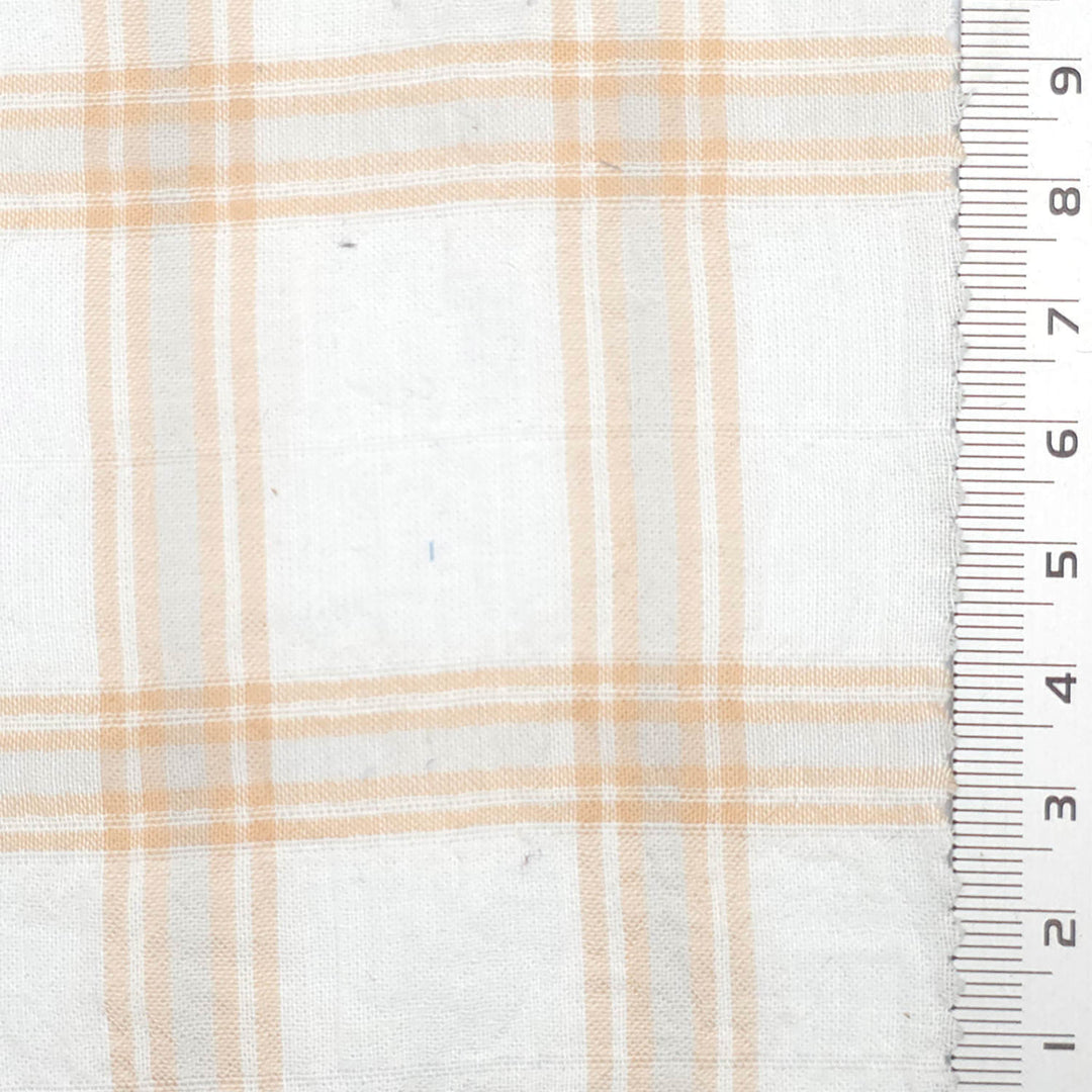 1.Peach Beige-2.Chartreuse Green-3.Tomato Red-Swatch - Check Textured Cotton Span Woven Fabric - FAB 1830