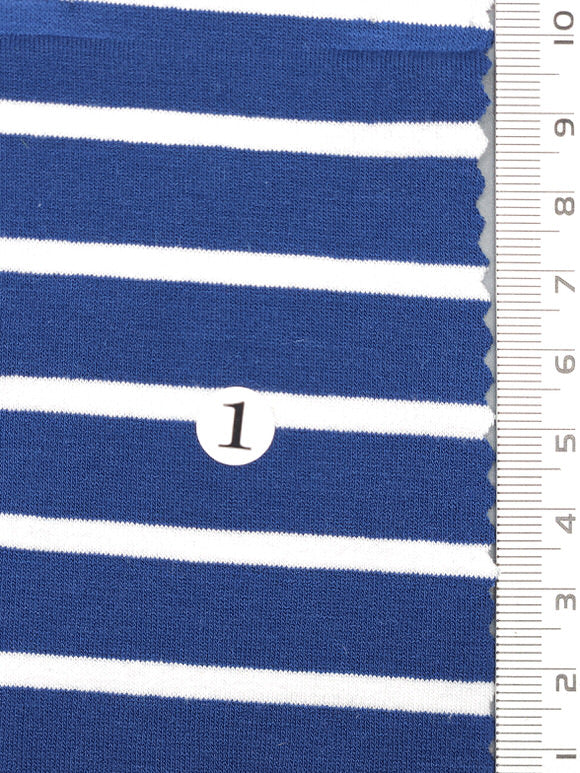 Solid Stripe Jersey Rayon Spandex Knit Fabric - FAB 1726 - 1.Blue