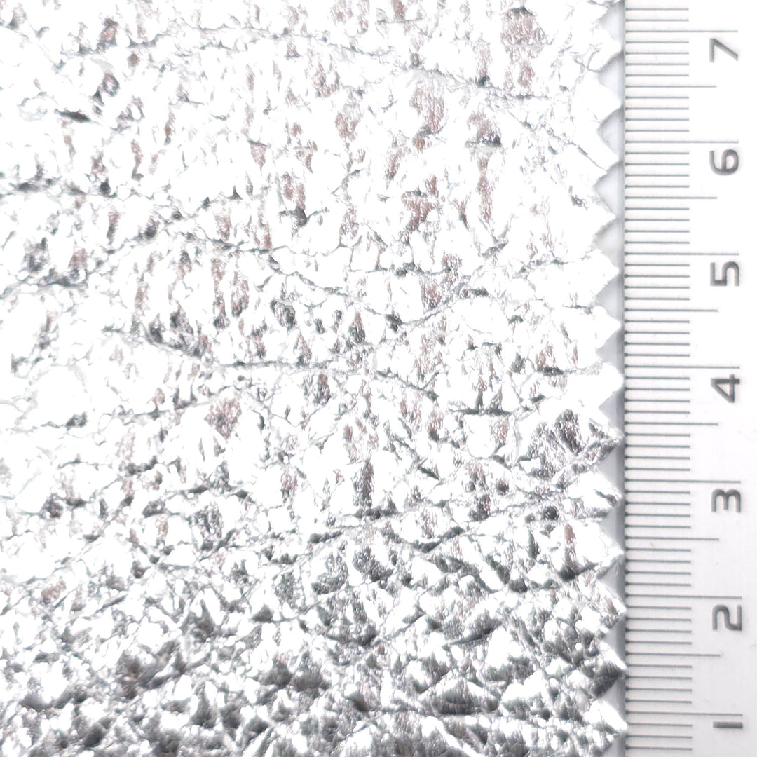 1: Silver-2: Metallic Gold-3: Pale Gold-4: Metallic Rose-5: Light Purple - Cracked Foil Woven Nylon Pu Fabric - FAB 1854