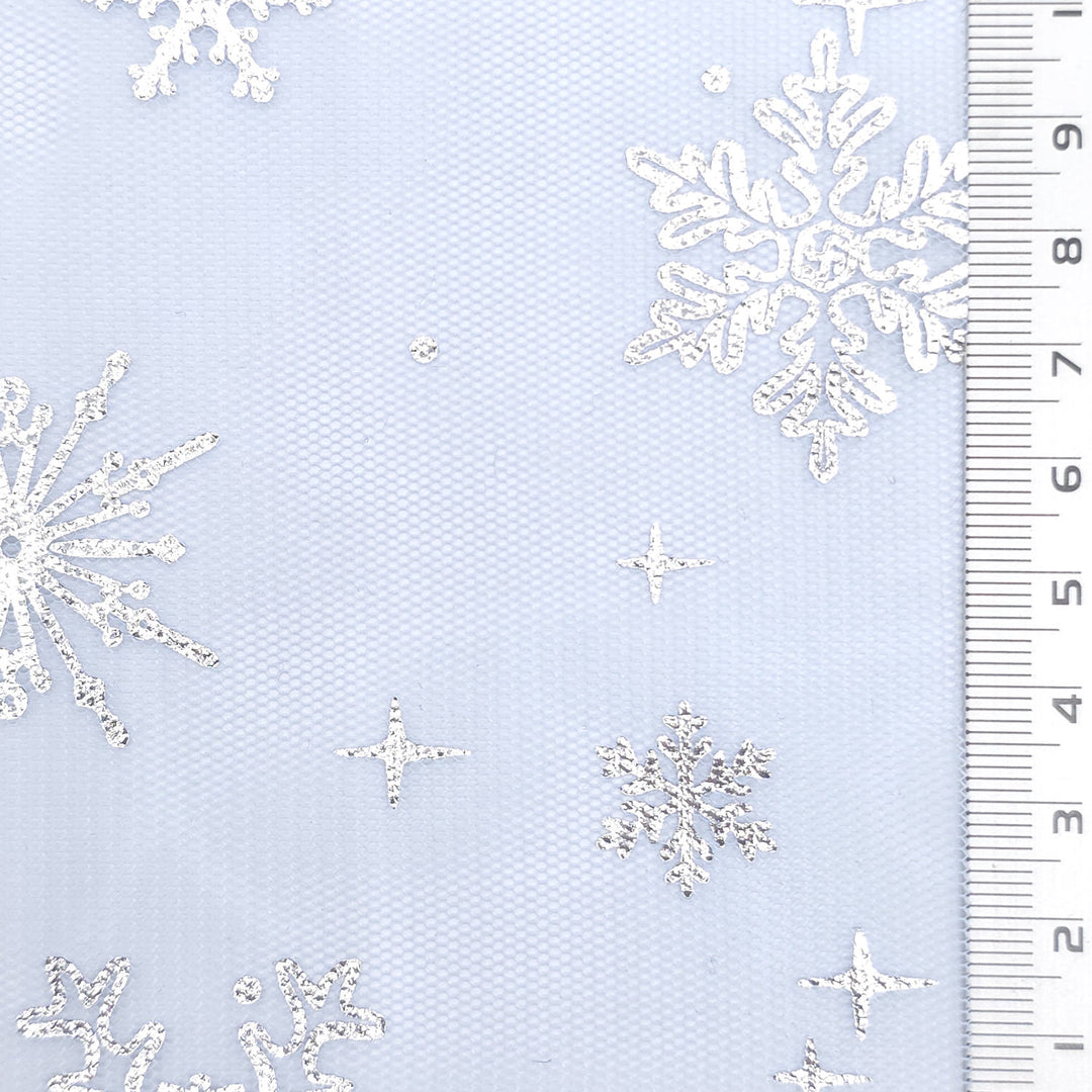 Snowflake Polyester Knit Fabric - FAB1952 - Blue