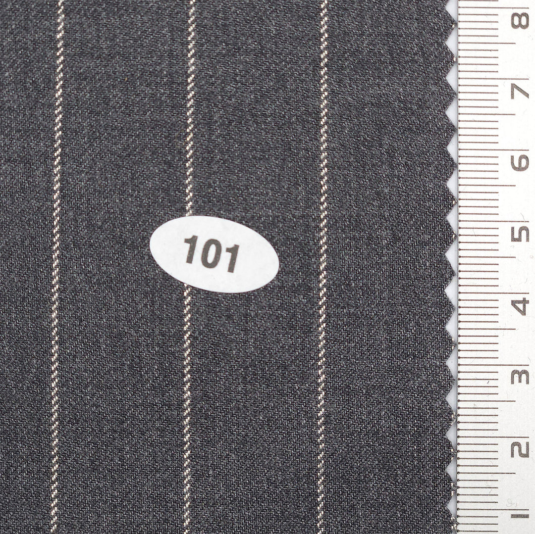 1.Charcoal-2.Navy-3.Dark Navy-4.White-5.Black - 20 mm Pin Stripe Spandex Polyester Metallic Rayon Woven Fabric - FAB 1751