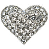 Sparkling Rhinestone Heart Button, 18mm, Silver, DIY Jewelry & Craft Supply - FBTN232 - Silver / 18mm 