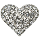 Sparkling Rhinestone Heart Button, 18mm, Silver, DIY Jewelry & Craft Supply - FBTN232 - Silver / 18mm 
