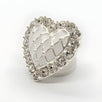 Sweet Heart Button, 21mm, White & Crystal, Delicate Design, Fashion & Craft - FBTN254 - Silver / 21mm 