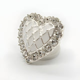 Sweet Heart Button, 21mm, White & Crystal, Delicate Design, Fashion & Craft - FBTN254 - Silver / 21mm 