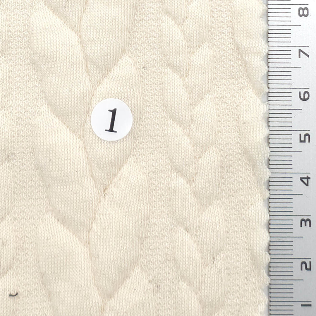1: Cream-2: Pale Pink-3: Light Blue-4: Sage Green-5: Gray - Cable Knit Poly Span Knit Fabric - FAB 1914