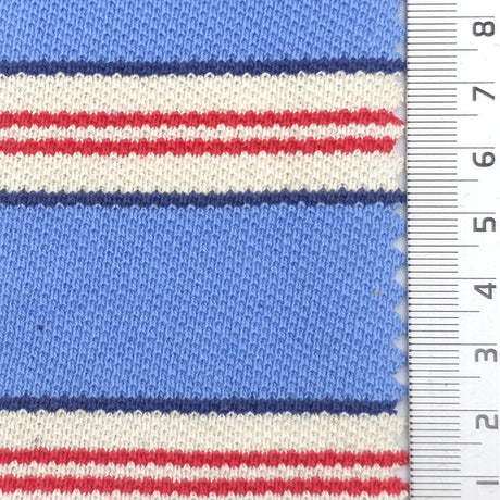 1: Light Blue-2: Light Pink-3: Cream-4: Light Gray-5: Rust - Textured Medium Weight Striped Pique Cotton Knit Fabric - FAB 1930