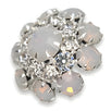 Unique Opal Petal Button, 23mm, White Iridescence, Crystal Accents, Shank - FBTN250 - Silver / 23mm 