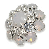 Unique Opal Petal Button, 23mm, White Iridescence, Crystal Accents, Shank - FBTN250 - Silver / 23mm 