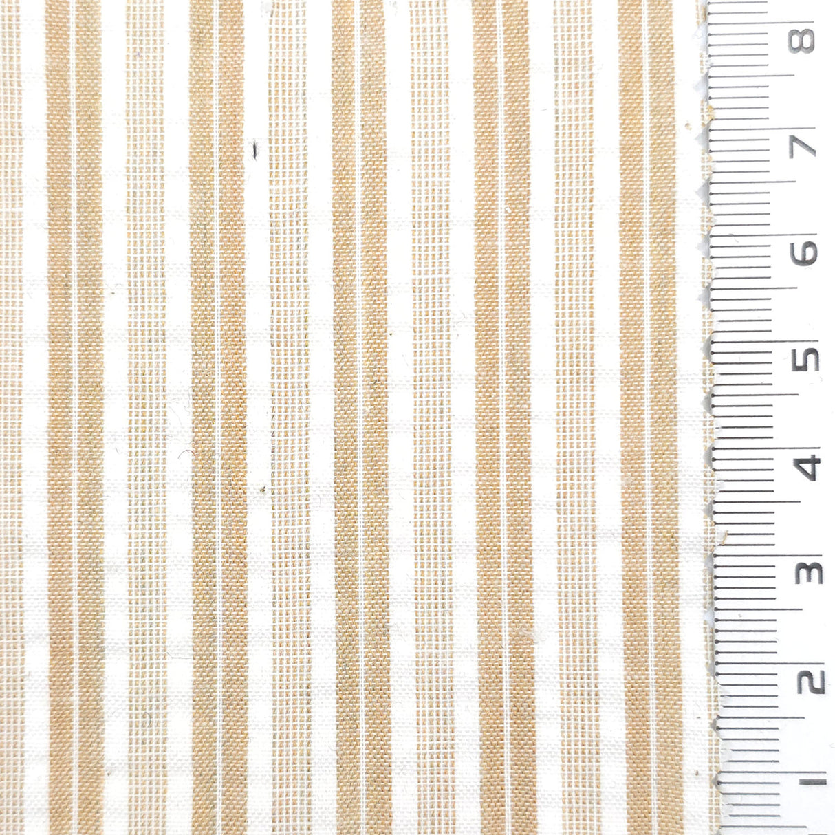 Beige - Dobby Stripe Woven Cotton Poly Shirting Fabric - FAB1859