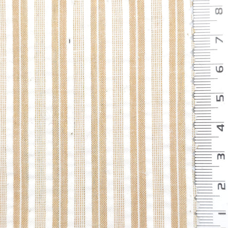Beige - Dobby Stripe Woven Cotton Poly Shirting Fabric - FAB1859