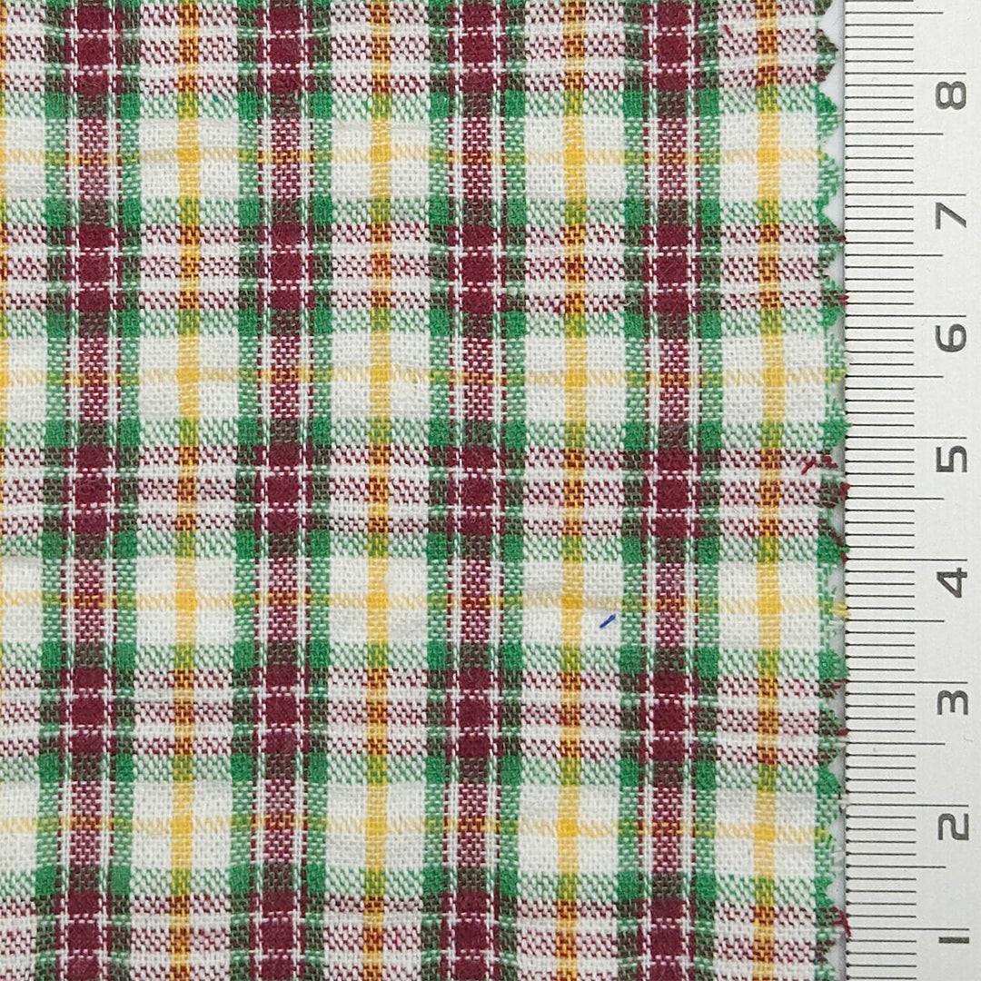 1.Red-2.Green-3.Red-4.Purple-5.Grey - Multi Color Check YarnDyed Polyester Cotton Woven Fabric - FAB 1788