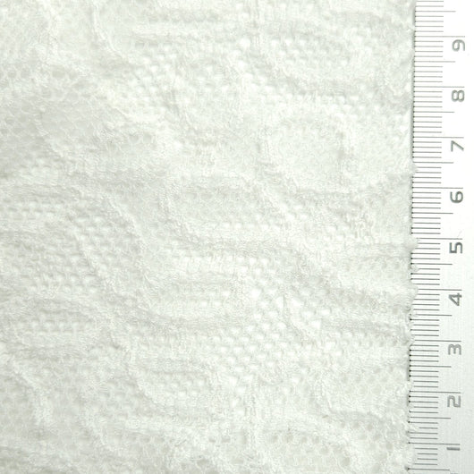 Solid Coversational Lace Nylon Spandex Knit Fabric | FAB1575 | 1.White, 2.Frost, 3.Dust Storm, 4.Promenade, 5.Lucky Point, 6.Black by Fabricis.com #